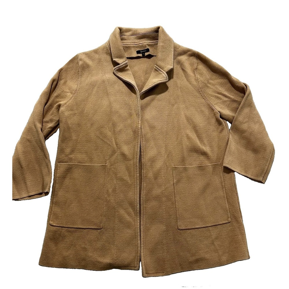 Quince 100% Organic Cotton Knit Blazer |Camel | Women's L